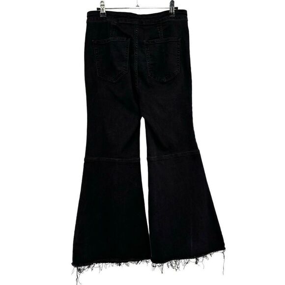 Free People We The Free Wide Leg Raw Edge Hem Jeans Black Size 29 - Picture 5 of 9